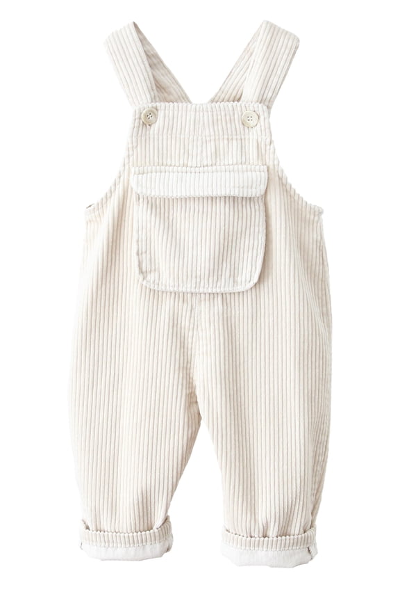 Toddler Boys Girls Sleeveless Corduroy Overalls Infant Baby One Piece Button Overalls Little Kids Loose Bib Pants Romper Jumpsuit Outfit Clothes Beige 3-4T