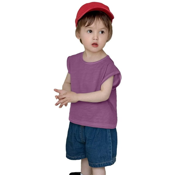 Toddler Boys Girls Sleeveless Tank Top Vest Summer Casual Solid Color Tops Beach Holiday Shirts size 2-3T