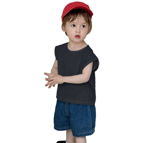 Toddler Boys Girls Sleeveless Tank Top Vest Summer Casual Solid Color Tops Beach Holiday Shirts size 3-4T