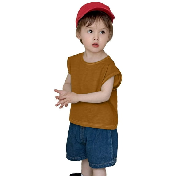 Toddler Boys Girls Sleeveless Tank Top Vest Summer Casual Solid Color Tops Beach Holiday Shirts size 4-5T