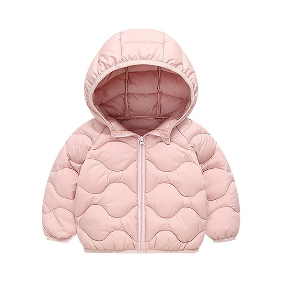 Toddler Boys Girls Snow Jackets Winter Solid Color Plus Velvet Padded Padded Jacket Warm Soft Cute Ear Hooded Zip Coat Pink 8 Years