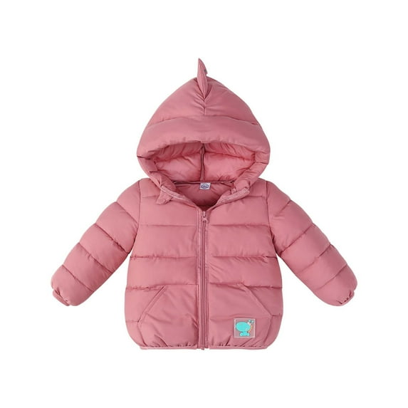 Toddler Boys Girls Snow Jackets Winter Solid Color Plus Velvet Padded Padded Jacket Warm Soft Cute Ear Hooded Zip Coat Red 3 Years