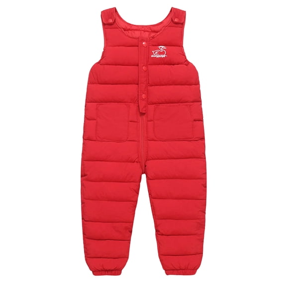 Toddler Boys Girls Snow Pants Winter Warm Down Coat Jumpsuit Classic Windproof Ski Snow Bib Overalls Snowsuit with Pockets Red 3-4 Years