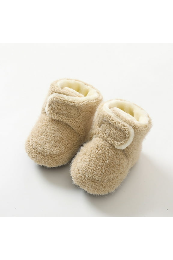 Toddler Boys Girls Solid Color Keep Warm Plush Kids Soft Non-slip Indoor Toddler Shoes