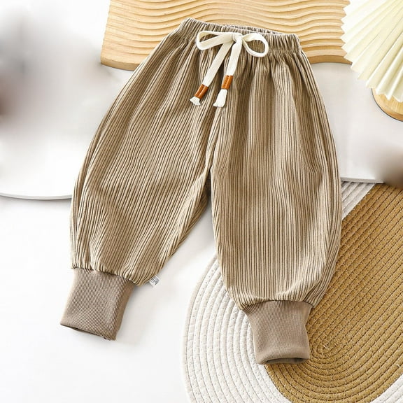 Toddler Boys Girls Sports Pants Casual Loose Bloomers Versatile Pants Fashion Anklets Trousers with Drawstrings Fall Winter Full Length Trouser