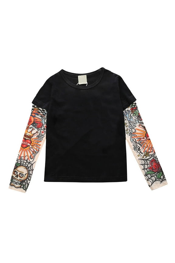 Toddler Boys Girls Sunscreen Tattoo Sleeve T Shirts Little Kids Fashionable Tees Tops, Sizes 12 Months-6T