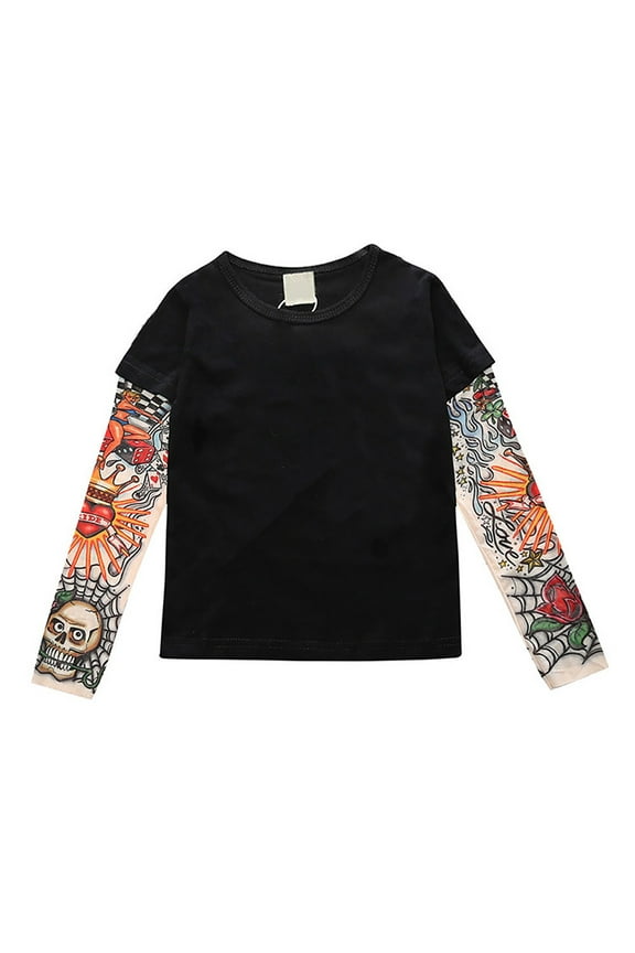 Toddler Boys Girls Sunscreen Tattoo Sleeve T Shirts Little Kids Fashionable Tees Tops, Sizes 12 Months-6T