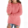 thumbnail image 1 of Toddler Boys Girls Sweaters Casual Crewneck Long Sleeve Shirt Fuzzy Fleece Pullover Tops, Pink, 1 of 4
