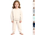 thumbnail image 1 of Toddler Boys Girls Sweatsuit 2 Piece Outfits Long Sleeve Crew Neck Sweatshirt and Sweatpants Fall Athletic Set for Girls,Beige,110, 1 of 7