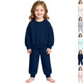 thumbnail image 1 of Toddler Boys Girls Sweatsuit 2 Piece Outfits Long Sleeve Crew Neck Sweatshirt and Sweatpants Fall Athletic Set for Girls,Navy,130, 1 of 7