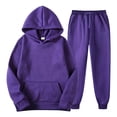 thumbnail image 1 of Toddler Boys Girls Sweatsuit Casual Y2k Cute 2 Piece Outfits for Teens Kids Sweatshirts and Sweatpants Joggers Set,Purple 12-13 Years, 1 of 7