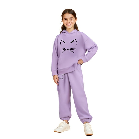 Toddler Boys Girls Sweatsuit Set 2 Piece Long Sleeve Cartoon Prints Pullover Hoodie Sweatshirt and Sweatpants Fall Clothes 3-4 Years Girls Clothes