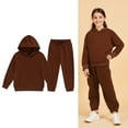 thumbnail image 1 of Toddler Boys Girls Sweatsuit Set,2 Piece Long Sleeve Coffee Tracksuit Pullover Hoodie and Active Jogger Pants Warm Fall Winter Clothes Girls Clothes Size 2-3 Years, 1 of 3