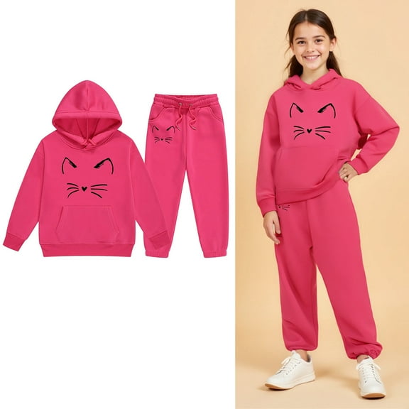 Toddler Boys Girls Sweatsuit Set 2 Piece Long Sleeve Graphic Sweatshirt Pullover Jogging Pants Fall Winter Clothes 2-3 Years Boys Clothes