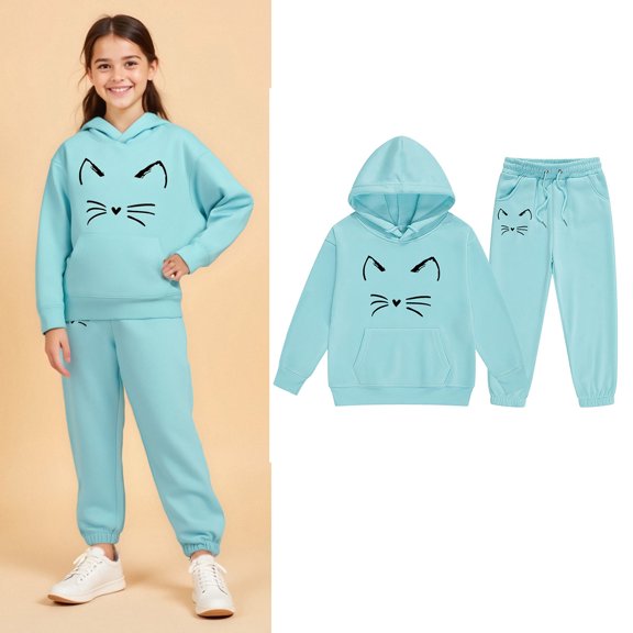 Toddler Boys Girls Sweatsuit Set 2PC Long Sleeve Graphic Sweatshirt Pullover and Jogger Sweatpants Warm Fall Winter Clothes 3-4 Years Girls Clothes