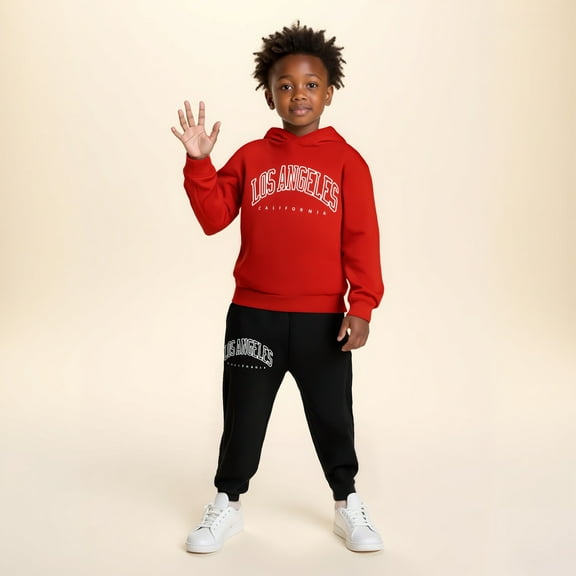Toddler Boys Girls Sweatsuit Set 2PC Long Sleeve Letter Graphic Hooded Sweatshirt Jogger Set Fall Winter Clothes Toddler 3-4 Years Boys Clothes