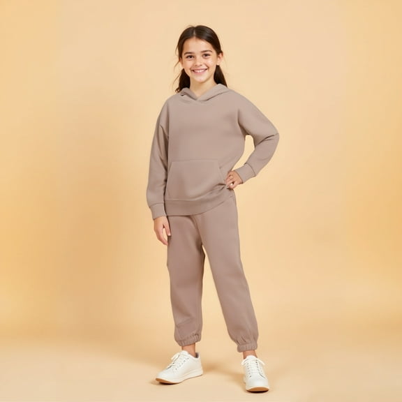 Toddler Boys Girls Sweatsuit Set 2PC Long Sleeve Solid Hoodie Sweatpants Joggers Set Warm Fall Winter Clothes Clothes for Toddler Girls 2-3 Years Trendy