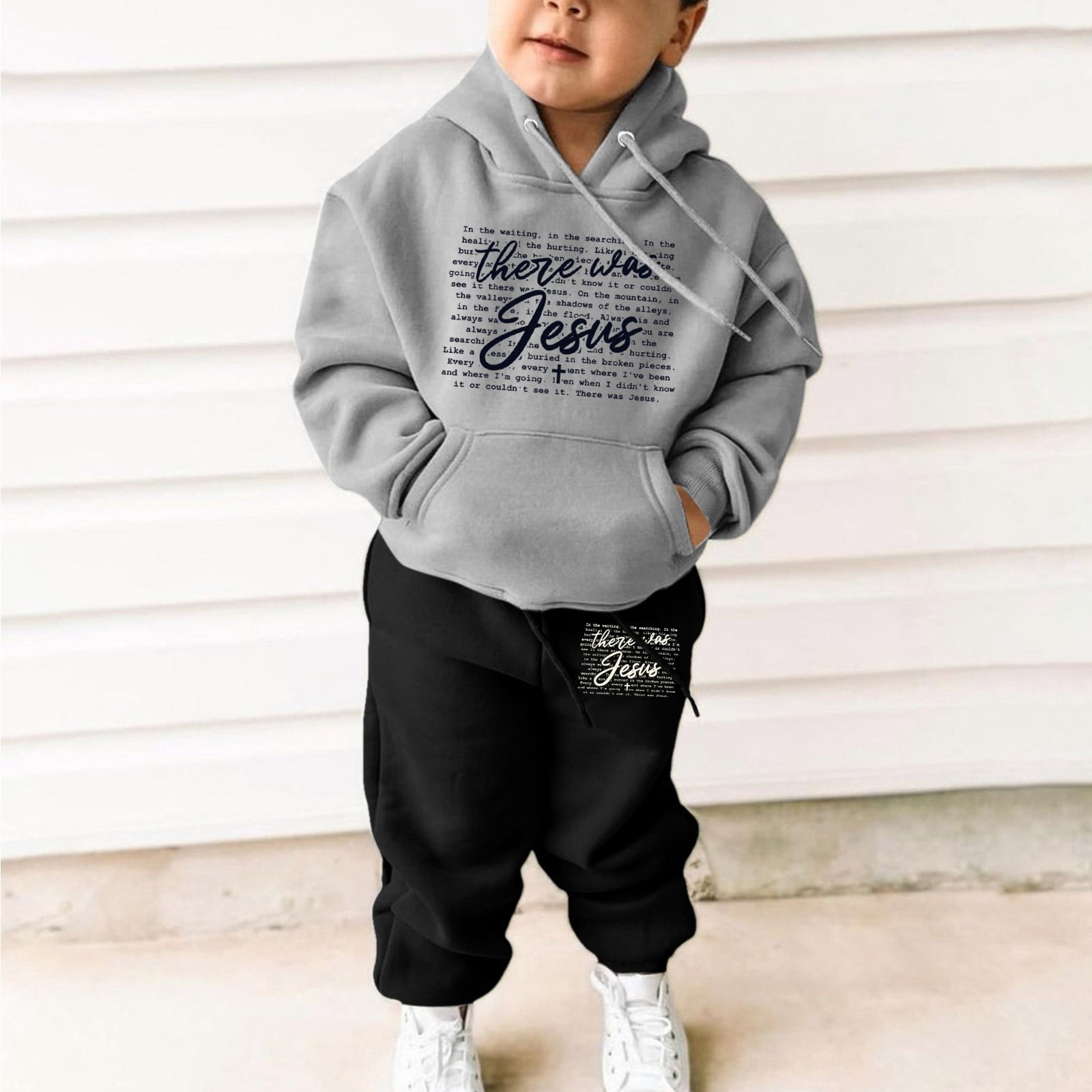 Toddler Boys Girls Sweatsuit Set Letter Print Hoodie Sweatshirt and Active Jogger Sweatpants Fall Winter Outfits for Boy Girl 2 Piece Casual Outfit 7T