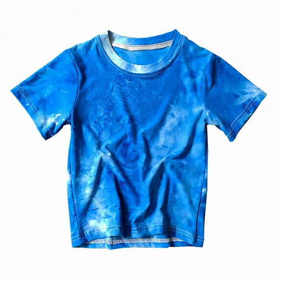 Toddler Boys Girls T-Shirt Rainbow Colors Tie Dye Tee Short Sleeve Crew Neck Top Kids Party Shirts
