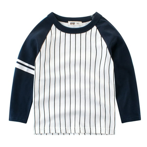 Toddler Boys Girls Tops Baby Striped Print Long Sleeve Crewneck Tee Children Kids Clothes Size 3-4T