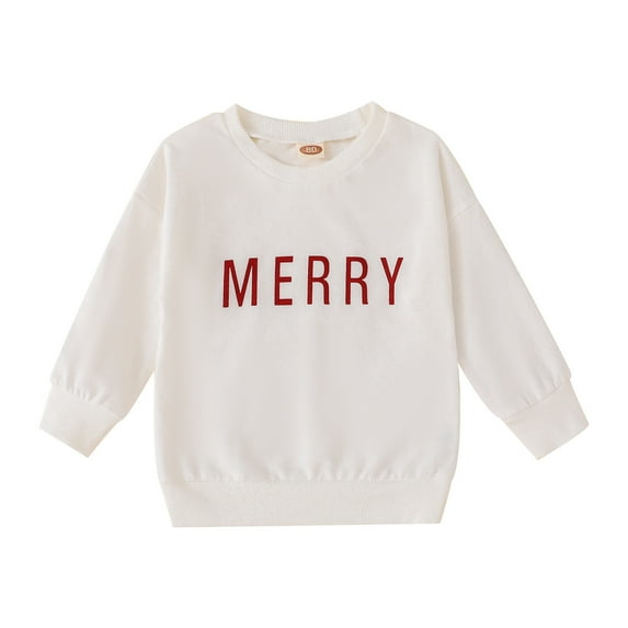 Toddler Boys Girls Tops Children's Christmas Letters Long Sleeve Swearter Christmas Shirts for Boys Girls Size 2-3T