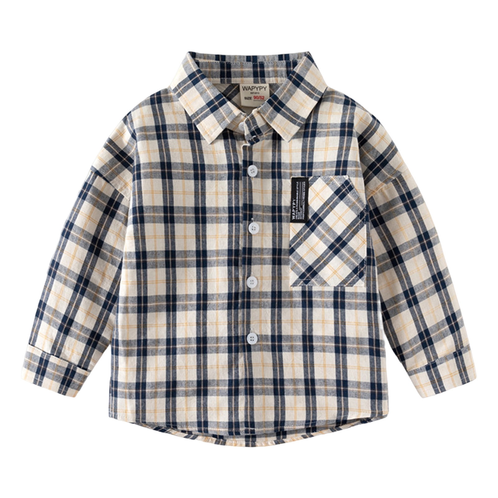 Toddler Boys Girls Tops Flannel Jacket Plaid Long Sleeve Lapel Button ...