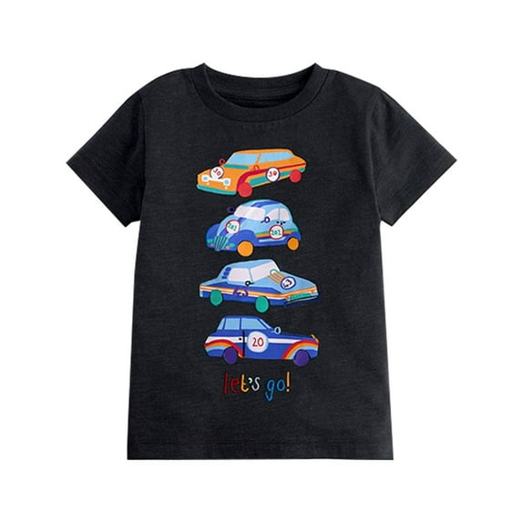 Toddler Boys Girls Tops Short Sleeve Tees Cotton Casual Car Graphic Crewneck Summer Clothes Tops for Kids Size 4-5T