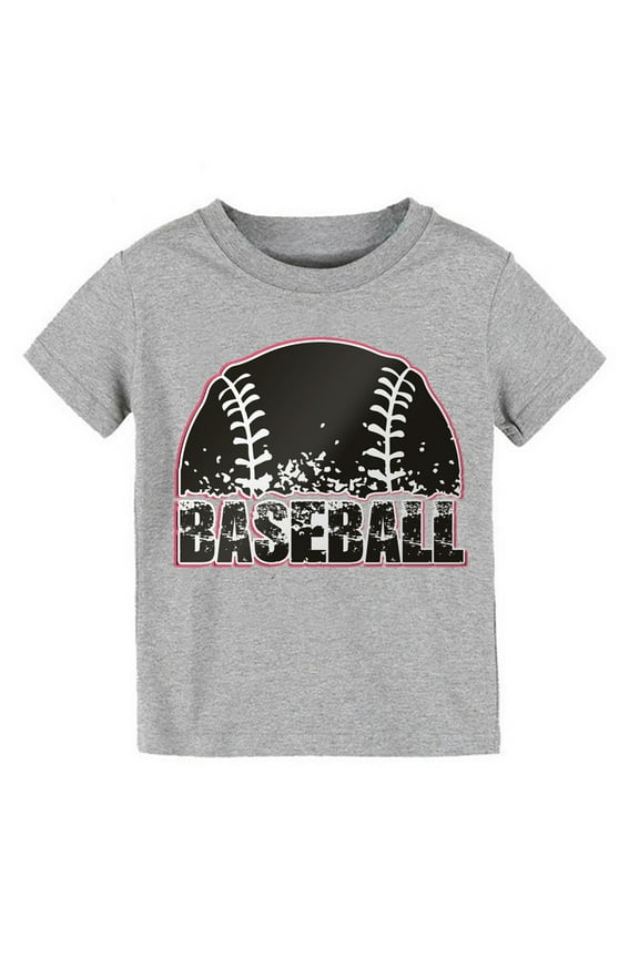 Toddler Boys Girls Tops Short Sleeved Baseball Cartoon Print Summer Solid Color Shirts for Boys Girls Size 8-10T