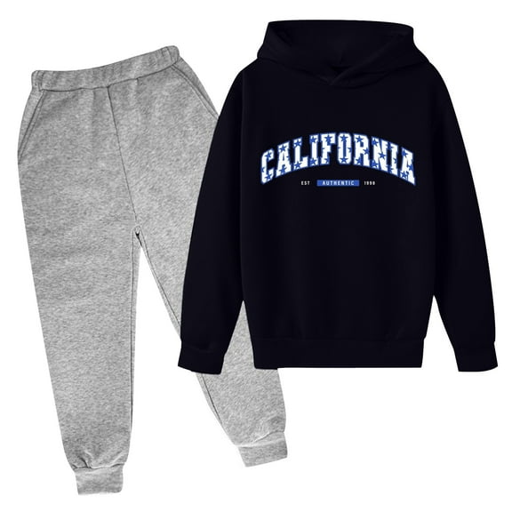 Toddler Boys Girls Tracksuits 2Pcs Clothes Letter Printing Kid Hoodie and Sweatpants Casual Fall Winter Tracksuits Sets Light Gray, 11-12Y