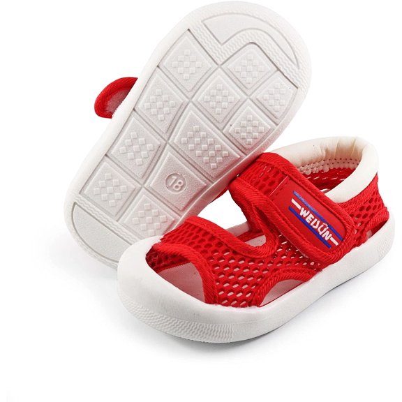Toddler Boys Girls Unisex Baby Summer Sport Sandals Closed Toe Non-Slip Rubber Sole Pool Beach Mesh Sneakers Lightweight Outdoor Water Shoes