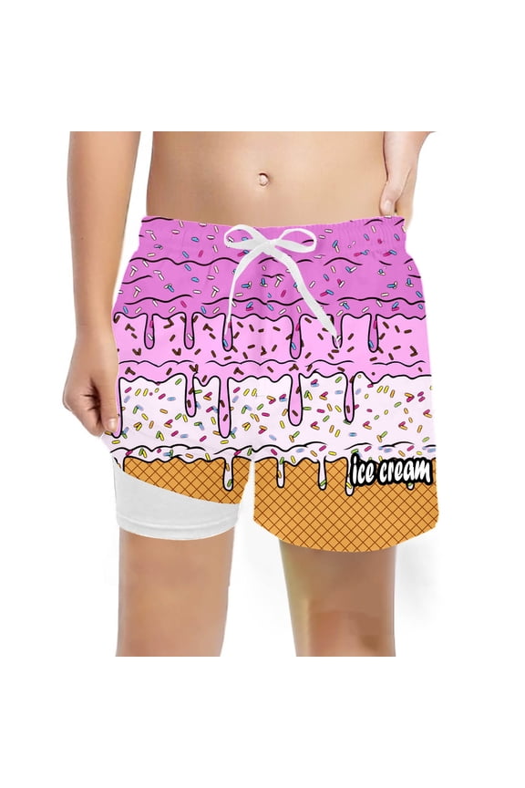 Toddler Boys Girls Unisex Shorts Summer Beachwear Swim Trunks Bottoms Boys Swim Trunks For Kids Summer Beach Pool Waistband Adjustable Ice Print Swimwear Comfortable 5 14 Years,Purple,5T