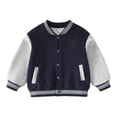 thumbnail image 1 of Toddler Boys Girls Varsity Jacket Stand Collar Bomber Coat Baseball Sweatshirt Colorblock Drop Shoulder Outerwear Pockets, 1 of 9
