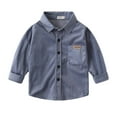 thumbnail image 1 of Toddler Boys Girls Vintage Button down Shirts Kids Fall Winter Casual Trendy Clothes Basic Solid Long Sleeve Tops, 1 of 3