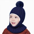 thumbnail image 1 of Toddler Boys Girls Winter Beanie Hat with Double Knitted Pom Pom Warm Fleece Lined Knit Soft Skull Cap 6-12 Months 12-24 Months 2T 3T 4T 5T 6T 7T 8T 9T Children(Navy,One Size), 1 of 5