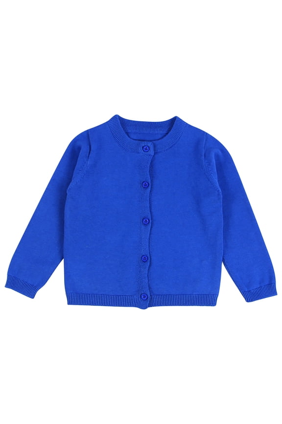 Toddler Boys Girls Winter Candy Color Solid Knit Button Cardigan Sweater For Infant Kids Blue 5-6 Years