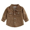 thumbnail image 1 of Toddler Boys Girls Winter Classic Jacket Solid Color Long Sleeve Denim Shirt Over Jacket for Kids Clothes Brown, 1 of 6