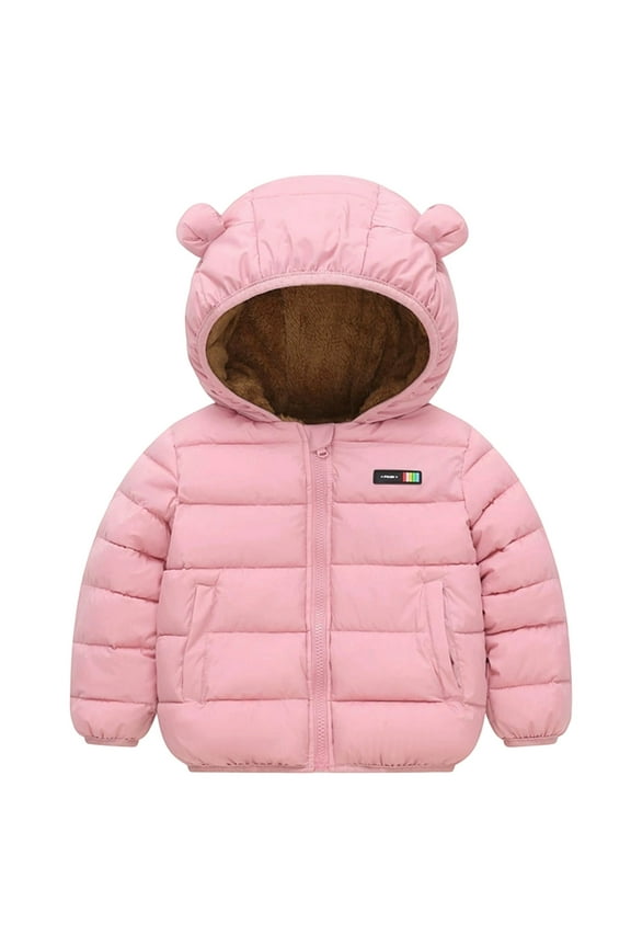 Toddler Boys Girls Winter Coat Baby Hoodie with Bear Ear Zipper Up Puffer Padded Coat Toddler Boys Winter Jacket 2-3 Years