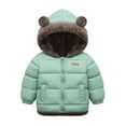 thumbnail image 1 of Toddler Boys Girls Winter Coat Bear Ears Hooded With Pocket Jacket Two Sided Wear Thicken Windproof Zipper Warm Outwear, 1 of 6