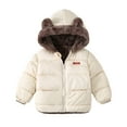 thumbnail image 1 of Toddler Boys Girls Winter Coat Hooded Jacket Thicken Windproof Zipper Warm Outwear 1-6Y, 1 of 5