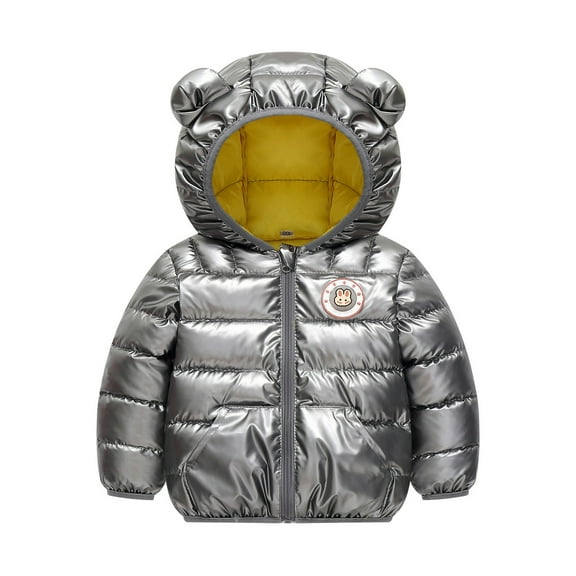 Toddler Boys Girls Winter Coat Waterproo𝐟 Puffer Jacket with Bear Hood Baby Lightweight Packable Down Coat Outerwear