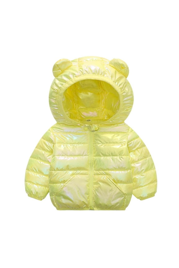 Toddler Boys Girls Winter Down Coat Baby Hoodie with Bear Ear Windproof Down Coats Toddler Boys Winter Jacket 18-24 Months