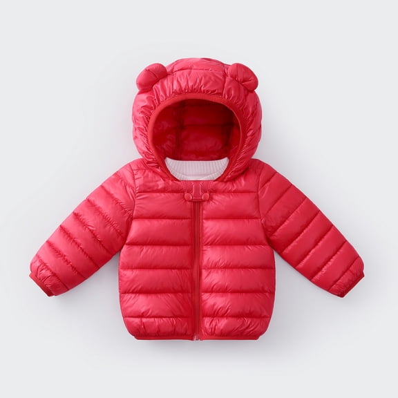 Toddler Boys Girls Winter Down Coat Cute Bear Ears with Hoods Zipper Up Down Coats Toddler Girl Winter Clothes 12-18 Months