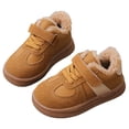 thumbnail image 1 of Toddler Boys Girls Winter Flat Shoes Fuzzy Lined Hook and Loop Walking Shoes Casual Nonslip Splice Suede Sneakers Yellow 10.5 Little Kid, 1 of 5