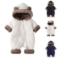 thumbnail image 1 of Toddler Boys Girls Winter Jumpsuit Fashion Thermal Comfy Fleece Lined Onesies Long Sleeve Bear Ear Hooded Zip up Romper (12-18M, White), 1 of 9