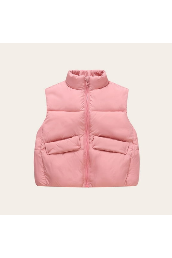 Toddler Boys Girls Winter Vests Sleeveless Quilted Puffer Jacket Coat Warm Padded Kids Outerwear New Girls Outerwear Vests Pinky 9 Years
