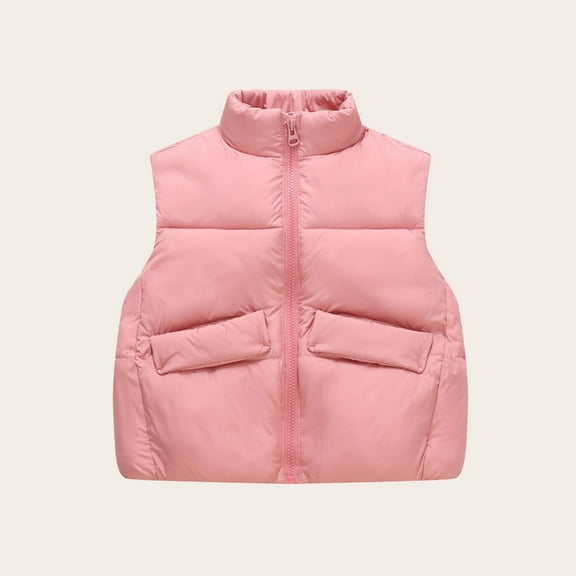 Toddler Boys Girls Winter Vests Sleeveless Quilted Puffer Jacket Coat Warm Padded Kids Outerwear New Girls Tops Plus Size Vests Fall Pinky 3 Years
