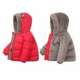 thumbnail image 1 of Toddler Boys Girls Winter Zip Hooded Fleece Padded Warm Jacket Coat Red 3-4 Years, 1 of 7