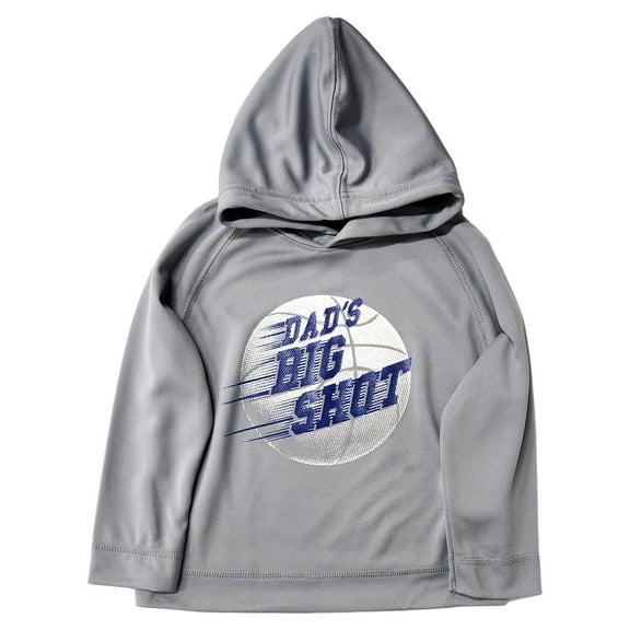 Toddler Boys Gray "Dad's Big Shot" Basketball Long Sleeve Hooded T-Shirt 4T