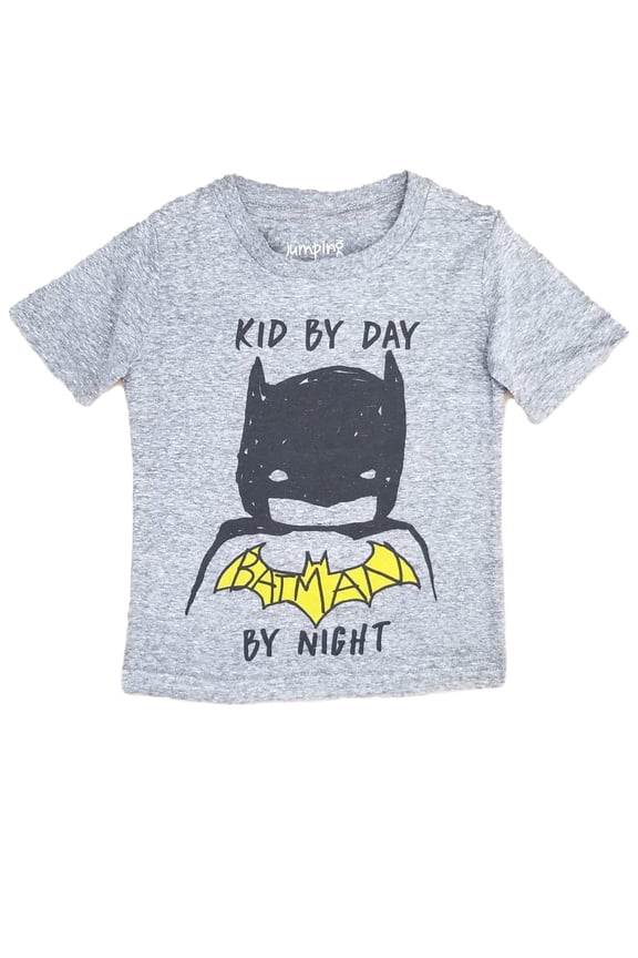 Toddler Boys Gray Kids By Day Batman By Night T-Shirt Superhero Tee Shirt 2T