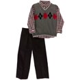 thumbnail image 1 of Toddler Boys Gray Sweater Vest Plaid Shirt & Corduroy Pants Outfit Set 4T, 1 of 2